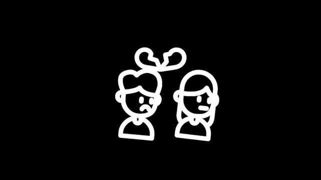Sad couple with broken heart symbol above their heads, relationship problems icon