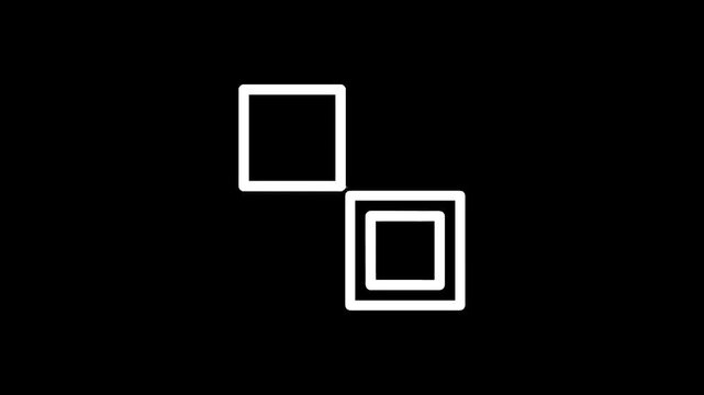 Abstract geometric composition of two overlapping squares on a black background