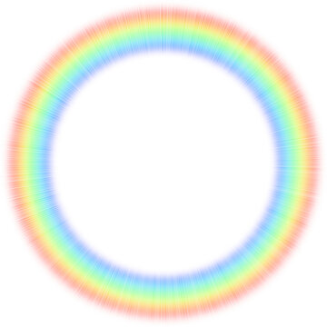 Circular rainbow spectrum lens flare and smooth chromatic aberration light burst ring isolated on transparent background