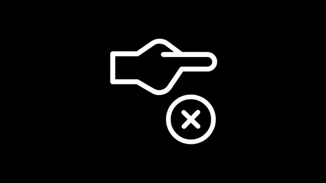 Icon of a hand pointing left with a red cross symbol indicating rejection or error