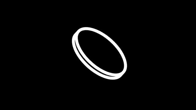 Simple white maple leaf icon inside concentric circles on black background
