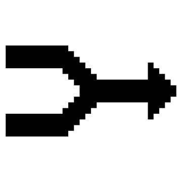 Pixel Art Merge Arrows Icon Representing Data Integration and Git Branch Control