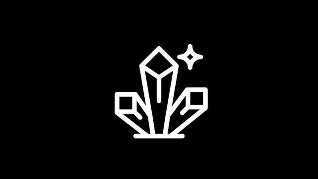 White outline of crystals with a sparkle on a black background