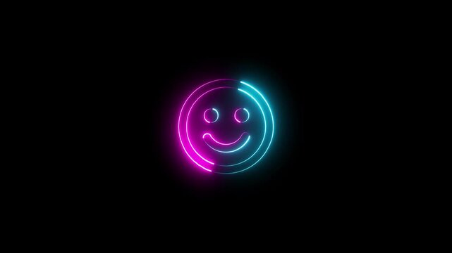 Neon A simple smiley face drawn in black on a grey background in this video.bored animated Line Icons Premium 4K, Modern Minimal Outline Motion Graphics Collection