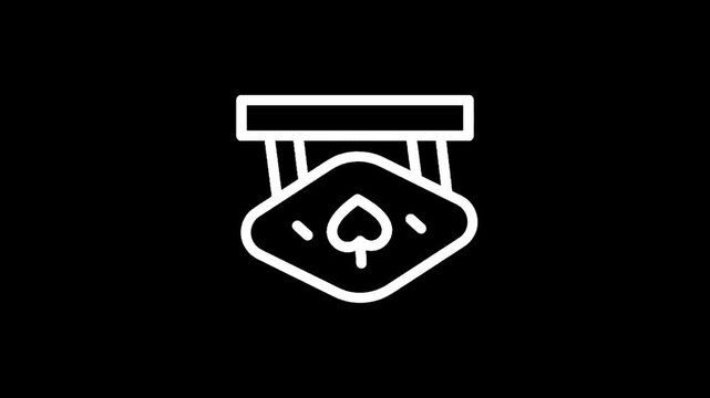 Ace of spades medal icon with white outline on black background