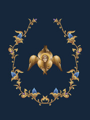 Fototapeta premium The Seraphim. Decorative vintage floral illustration in Byzantine style