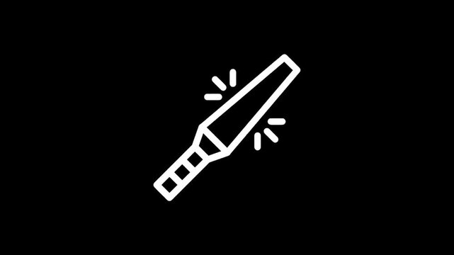 Security metal detector wand icon with glowing effect on black background