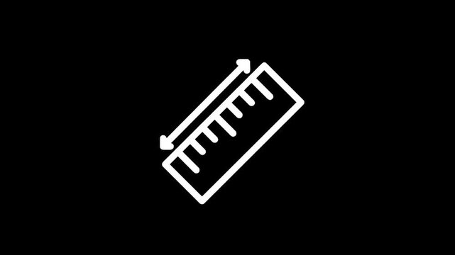 Simple white ruler icon on a black background, representing measurement and precision