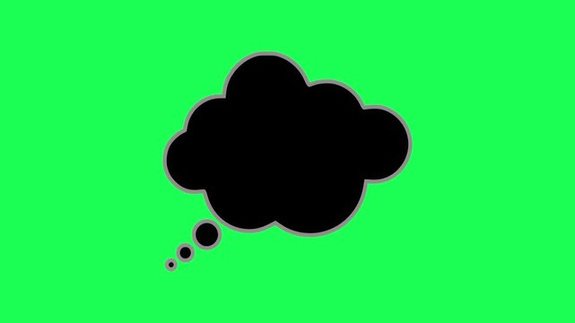 Black thought bubble icon on green background