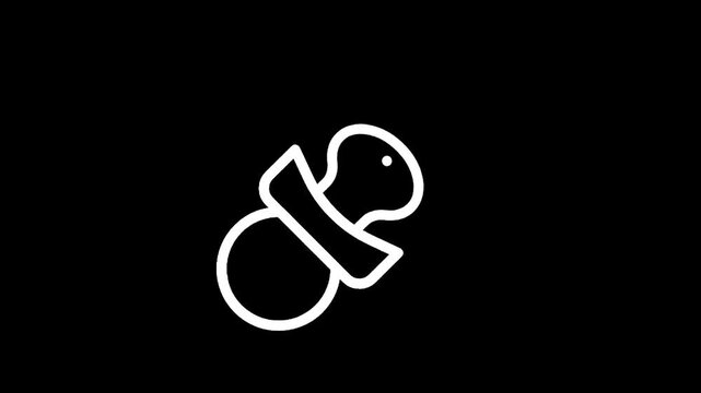 Simple white outline icon of a pacifier on a black background