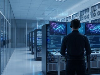 Fototapeta premium AI Data Center Management and Digital Infrastructure