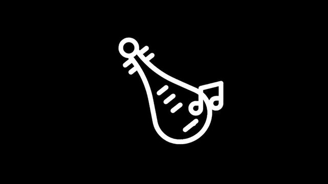 Stylized outline of a lute with musical notes, representing melody and harmony