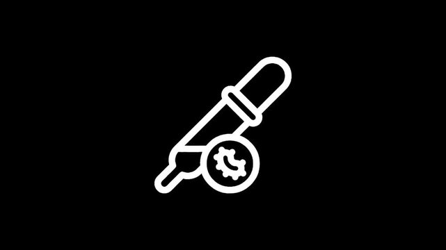 Microbiology research with pipette and petri dish icon on black background