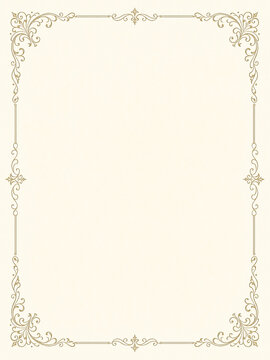 Elegant thin gold filigree border on an ivory page