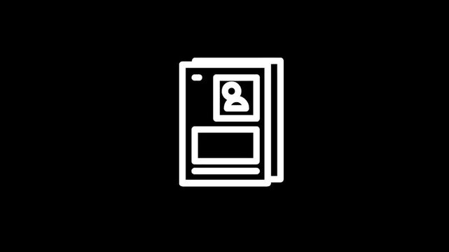Simple line art icon representing a resume or CV with a profile picture placeholder