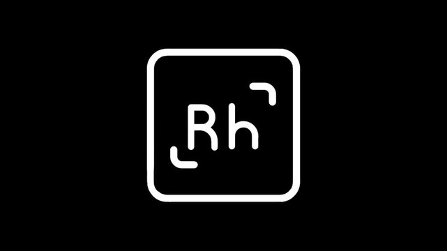 Periodic table element Rhodium (Rh) with atomic number 45 icon