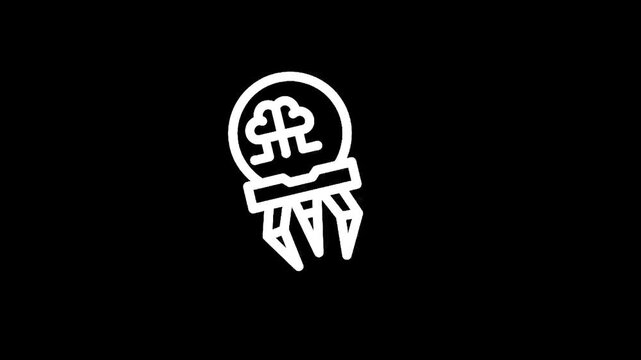 Abstract robot brain icon with three legs on a black background