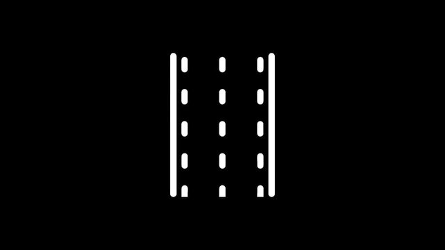 Stylized illustration of a road with dashed white lines on a black background