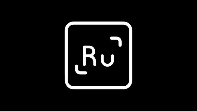 Periodic table element Ruthenium symbol Ru with atomic number 44
