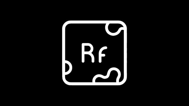 Periodic table element Rutherfordium (Rf) with atomic number 104 icon