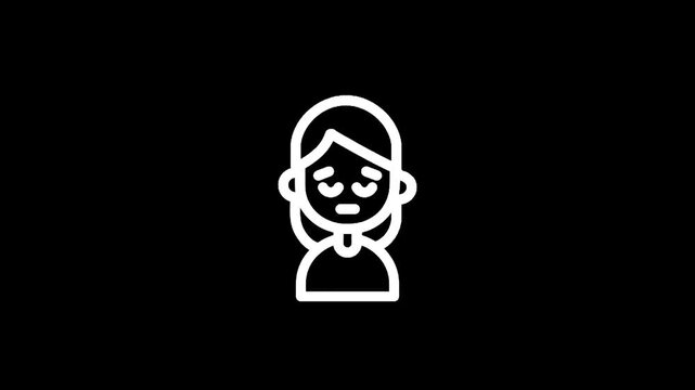 Sad or tired woman icon with closed eyes and slumped shoulders, representing exhaustion