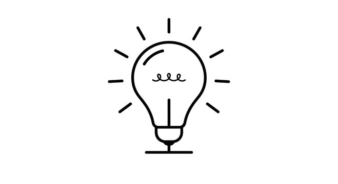 Light bulb icon with glowing filament idea symbol