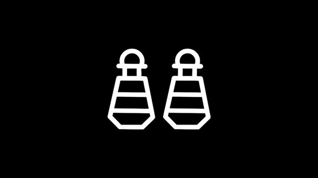 Pair of white diving fins icon on a black background, simple outline design