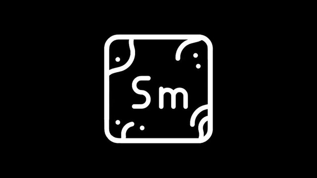Periodic table element symbol for Samarium (Sm) with atomic number 62