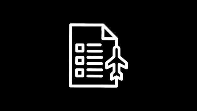 Checklist icon with airplane symbol for travel planning and flight booking services