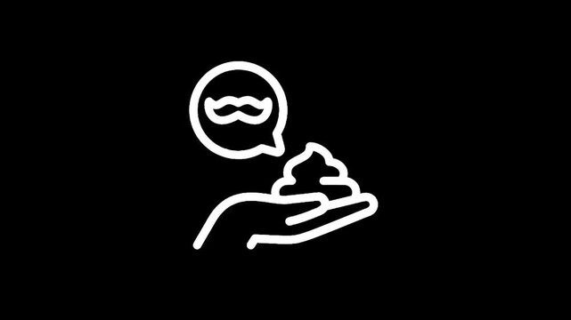 Hand holding shaving foam with a mustache icon in a speech bubble above