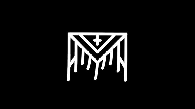 Minimalist white geometric logo with a cross symbol on a black background