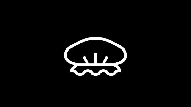 Simple white outline icon of a jellyfish on a black background