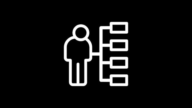Organizational chart icon representing a person with a list of tasks or responsibilities