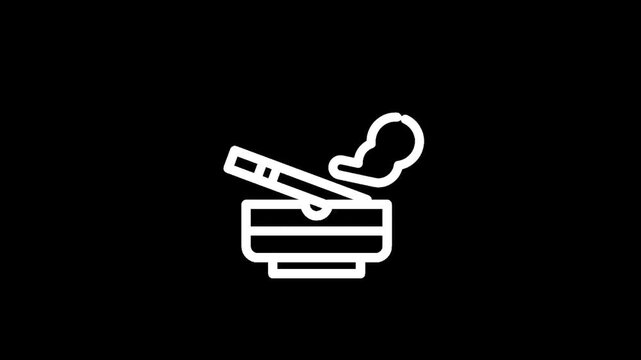 Icon of a lit cigarette in an ashtray with smoke rising, minimalist design