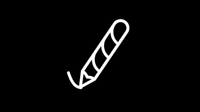 Simple white pencil icon on a black background, representing creativity and drawing