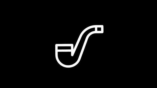 Simple white outline of a classic tobacco pipe on a black background