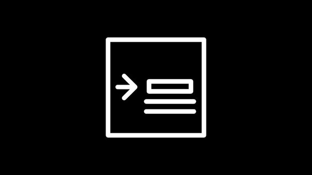 Simple icon representing data input or form submission with an arrow and text fields