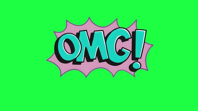 Comic book style omg text on green background