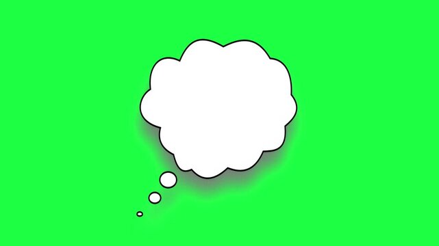 Blank white thought bubble on green background