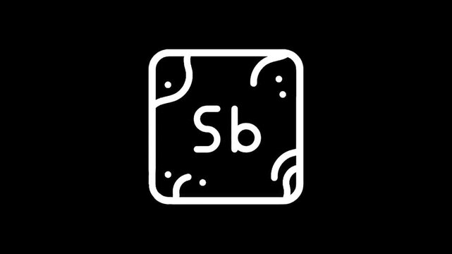 Antimony element symbol Sb with atomic number 51 on a black background
