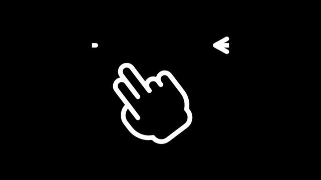 Two finger swipe left gesture icon on black background, digital interface navigation