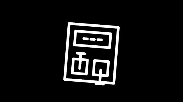 Simple line icon of a laboratory scale with a digital display and two pans