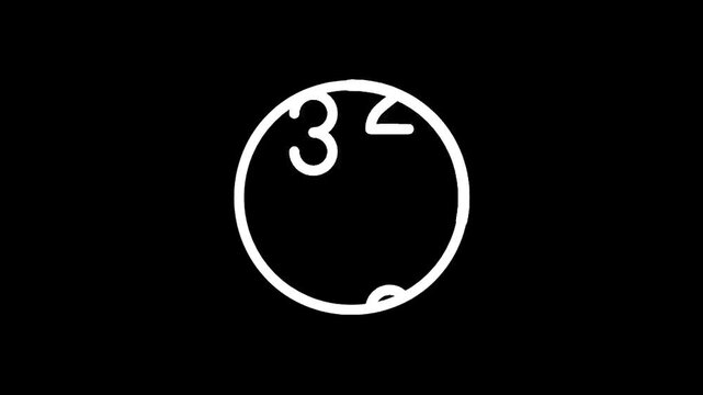 Minimalist white clock face with numbers 3 and 2 on a black background