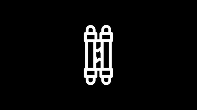 Stylized white icon of a barber pole on a black background, representing a classic barbershop