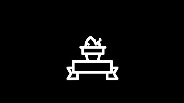 Stylized award ribbon with a trophy or prize icon on a black background
