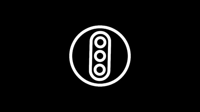 Simple white traffic light icon on a black background, minimalist design