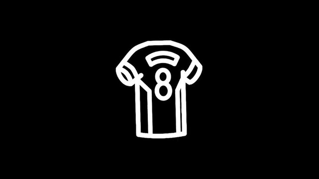 Simple white outline of a sports jersey with the number 8 on a black background