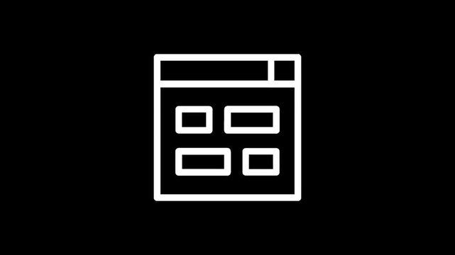 Simple white icon representing a grid layout on a black background