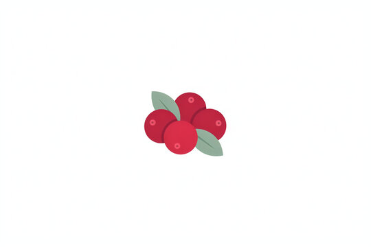 Fresh red cranberries with green leaves isolated icon cranberries thanksgiving