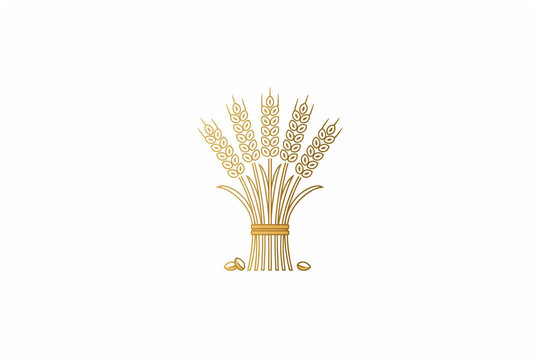 Graphic illustration of a golden wheat sheaf representing autumn harvest and agriculture